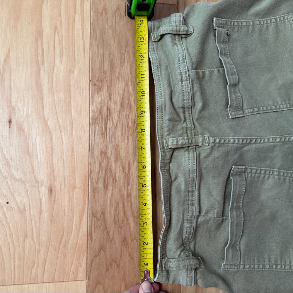 Mica Denim Olive Green Wide Leg Cropped Jeans Size 29 Raw Hem - Picture 4 of 6